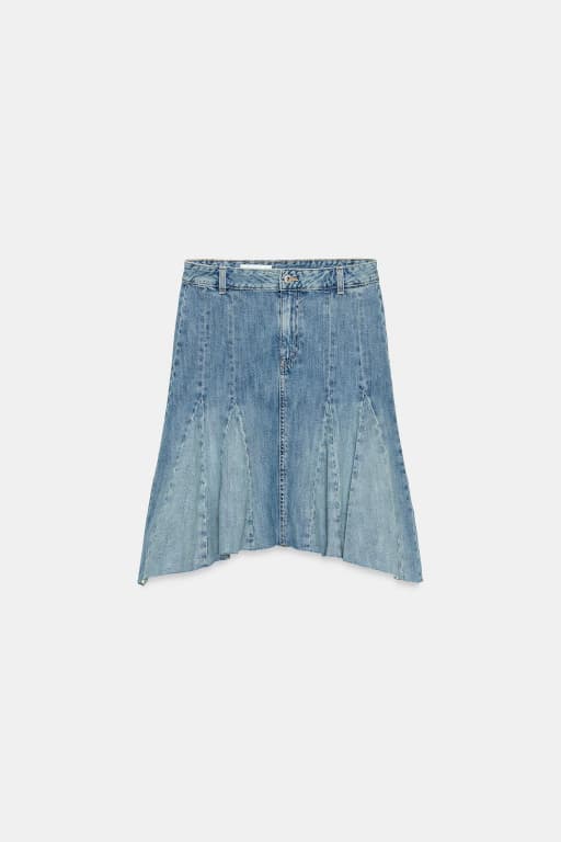 Denim godet skirt