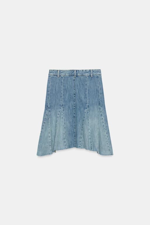 Denim godet skirt