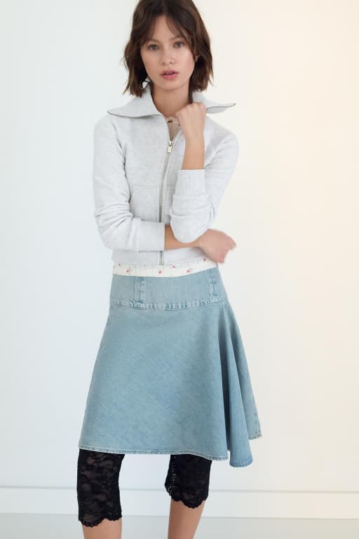 Denim midi skirt