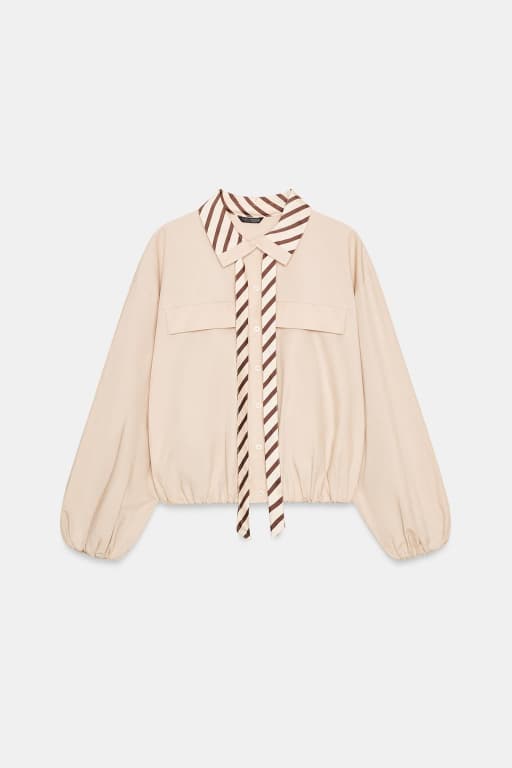 Contrast collar poplin top