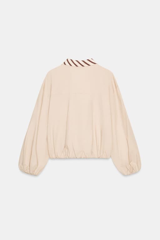 Contrast collar poplin top
