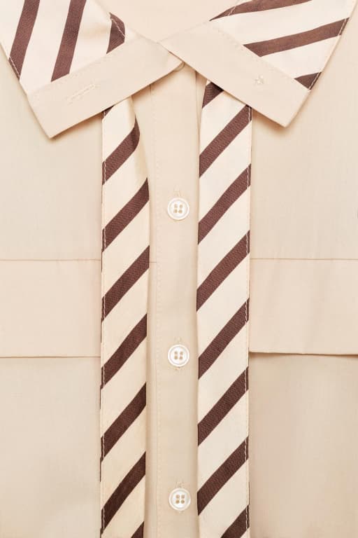 Contrast collar poplin top