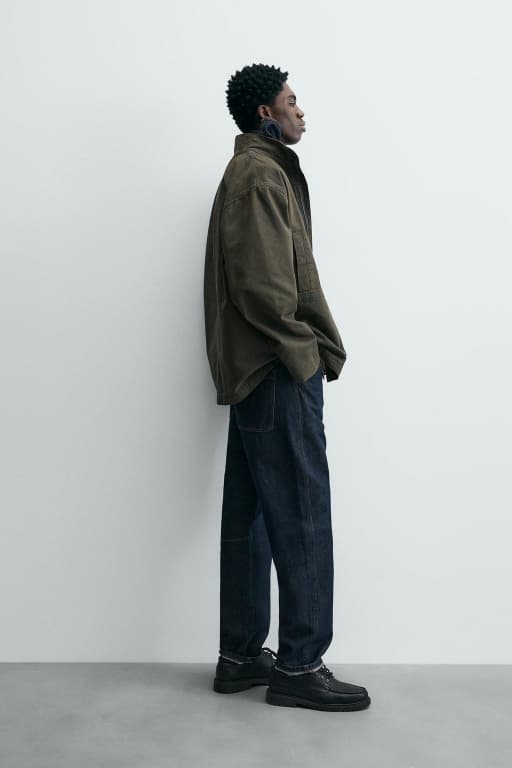 Washed relaxed fit denim parka