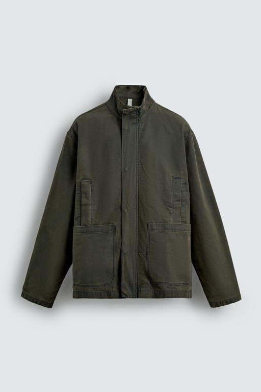 Washed relaxed fit denim parka