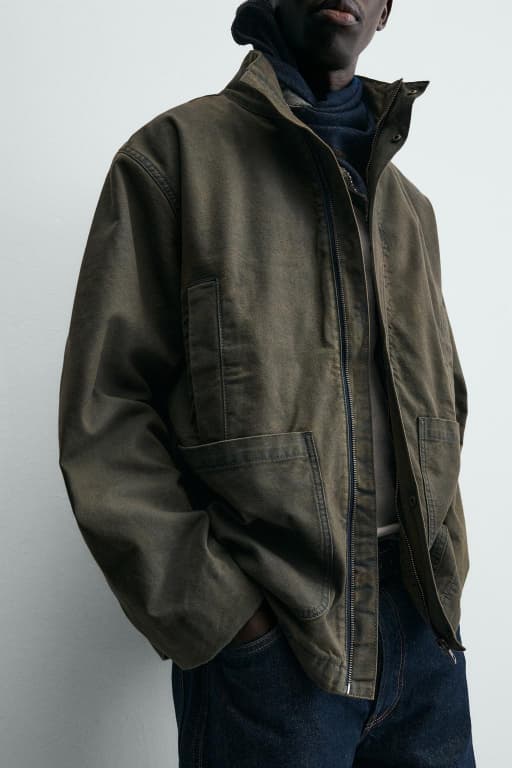 Washed relaxed fit denim parka