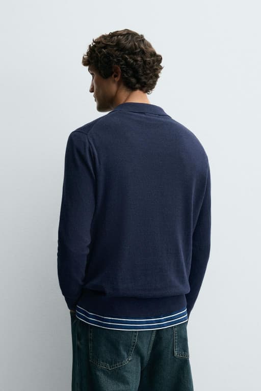 Textured knit polo shirt