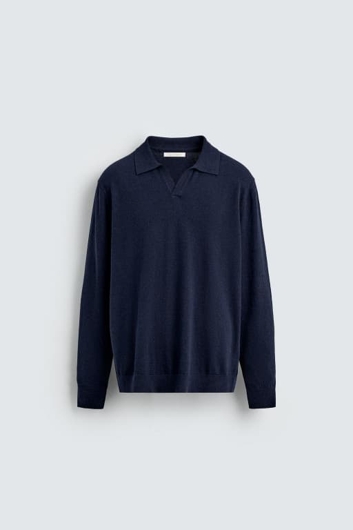 Textured knit polo shirt