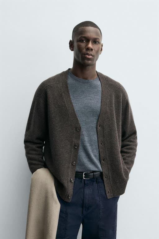 Regular fit blend wool cardigan