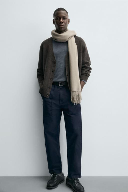 Regular fit blend wool cardigan