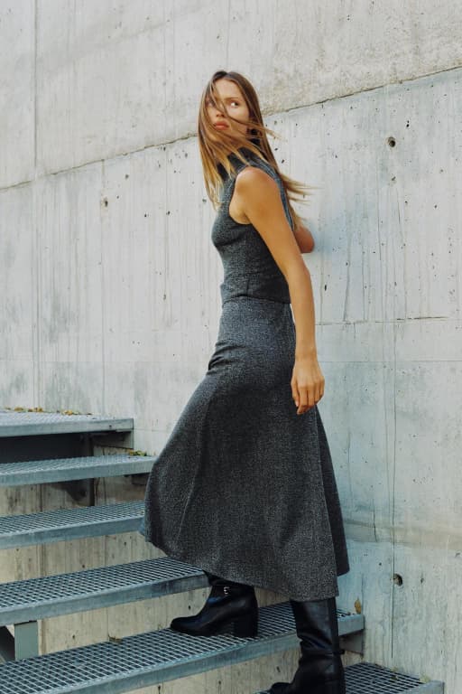 Twill belted dress
