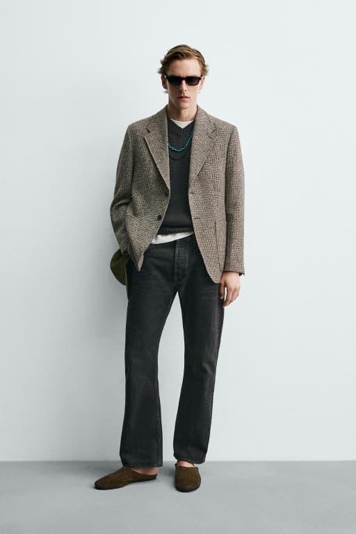 Wool cottom textured blazer