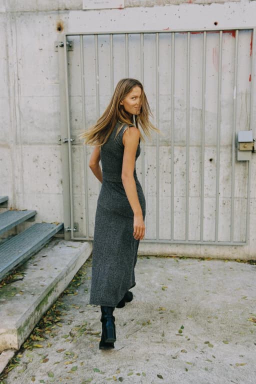 Twill belted dress