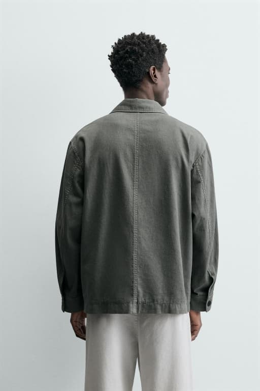 Linen cottom pocket overshirt