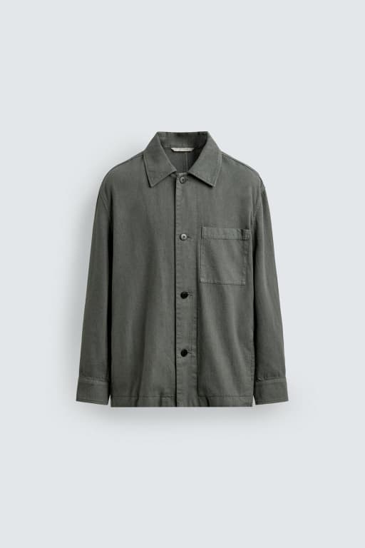 Linen cottom pocket overshirt