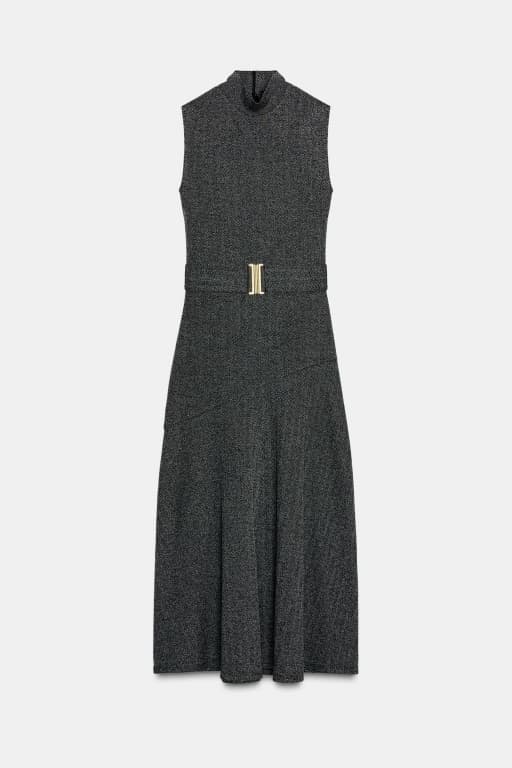 Twill belted dress
