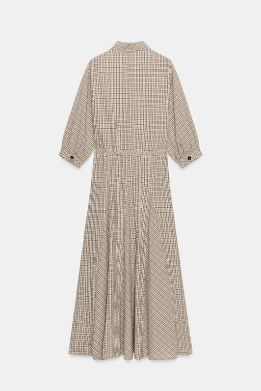 Plaid godet shirt dress