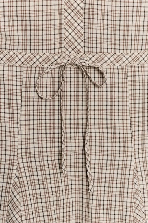 Plaid godet shirt dress