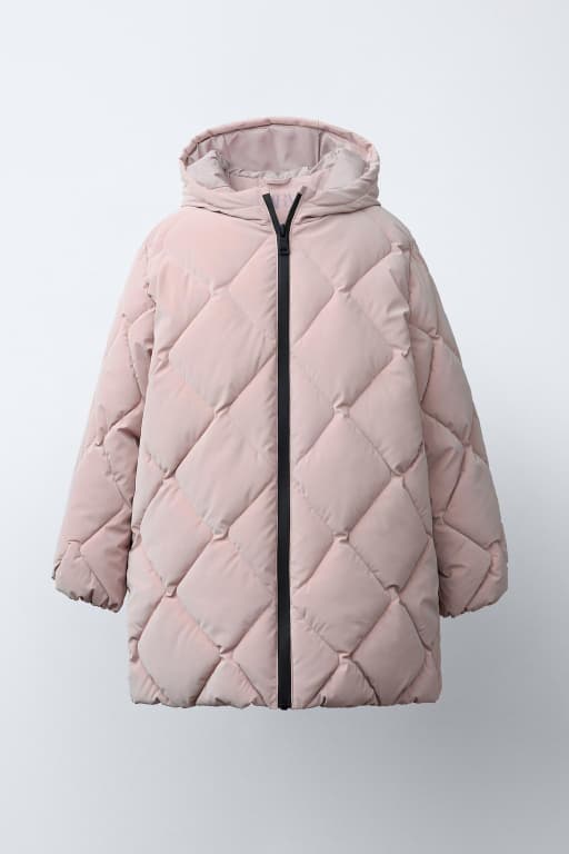 Long rubberized puffer coat