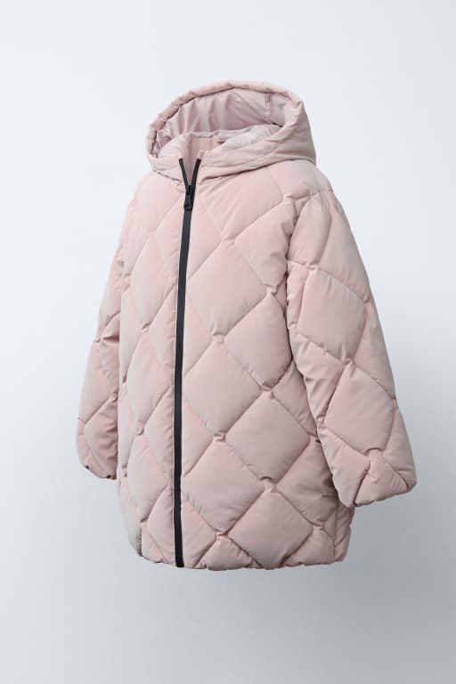 Long rubberized puffer coat