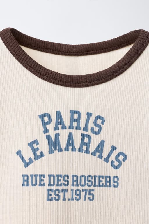 Text print ribbed dress