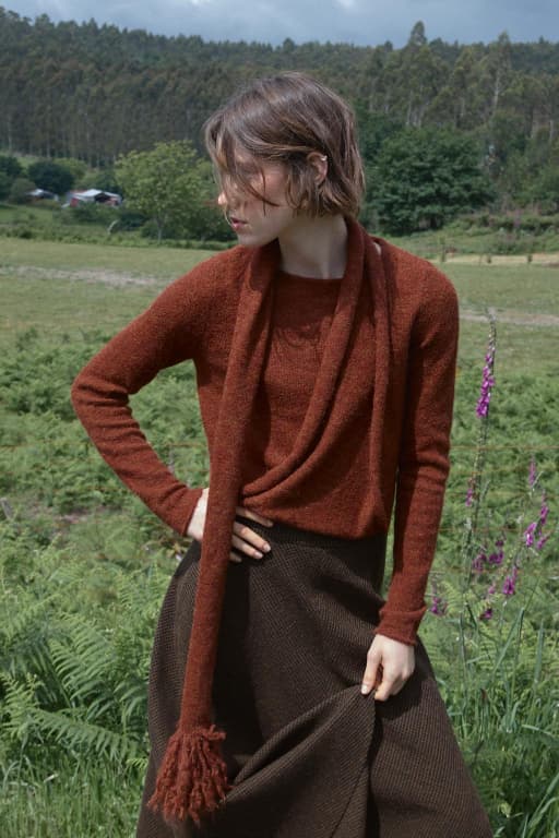Fringe scarf knit jumper