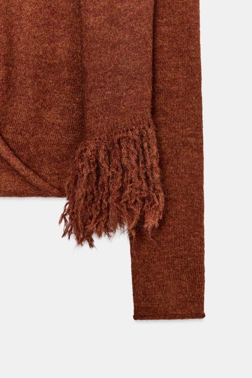 Fringe scarf knit jumper