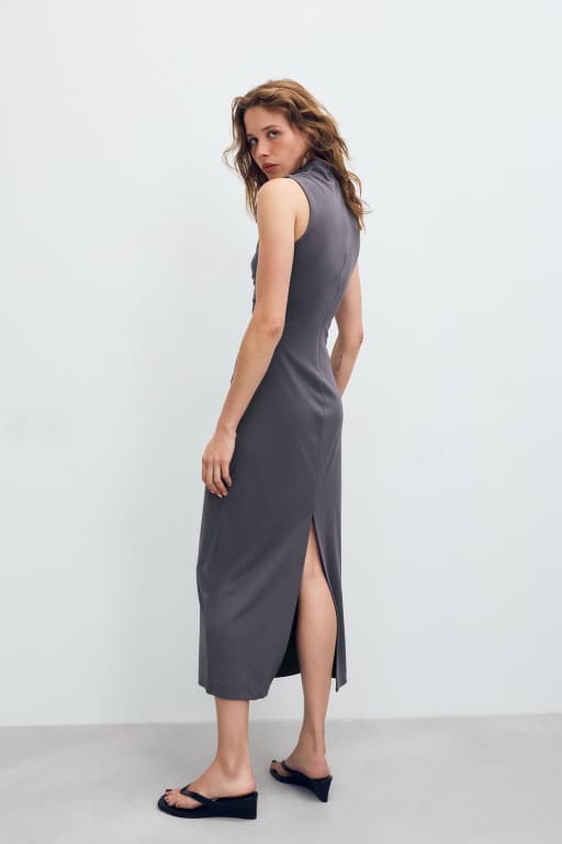 Draped high neck dress
