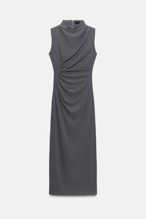 Draped high neck dress