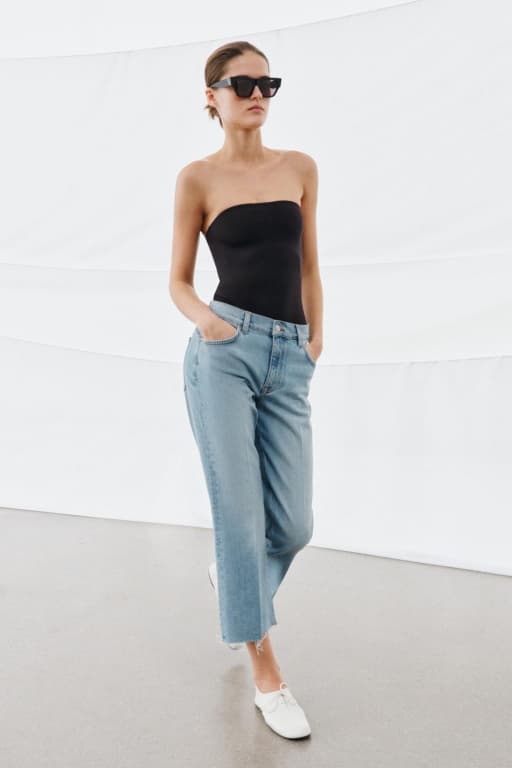Mid rise cropped flare jeans