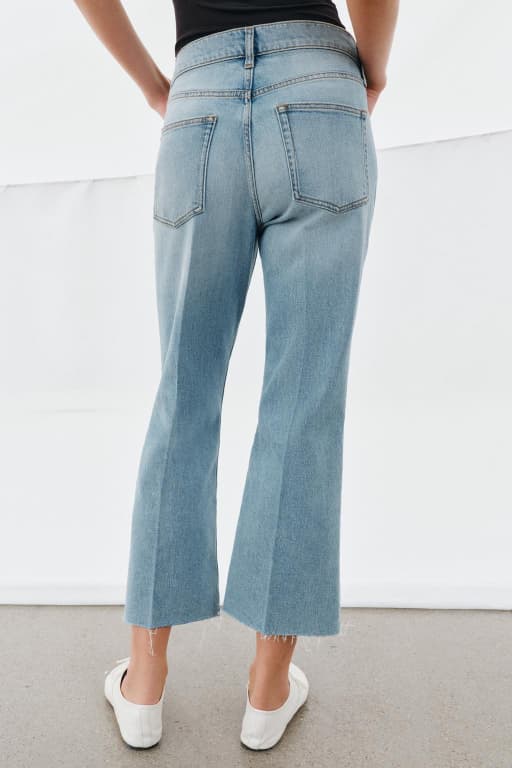 Mid rise cropped flare jeans