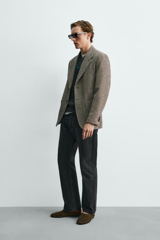 Wool cottom textured blazer