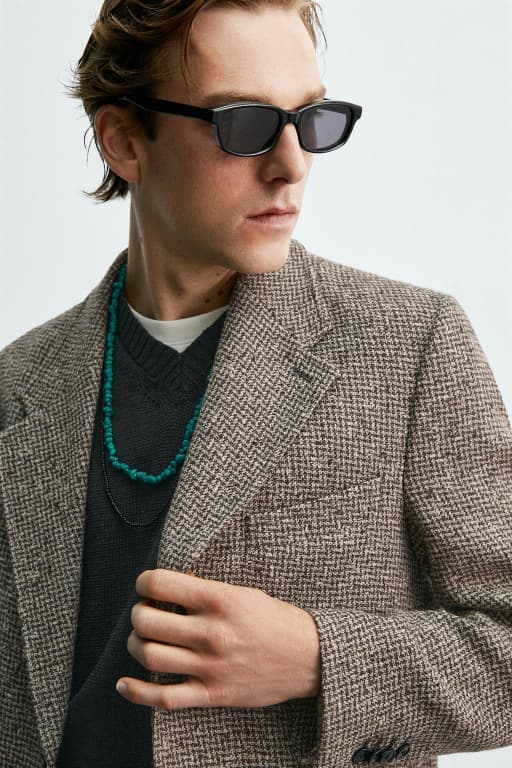 Wool cottom textured blazer