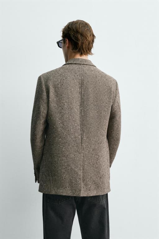 Wool cottom textured blazer